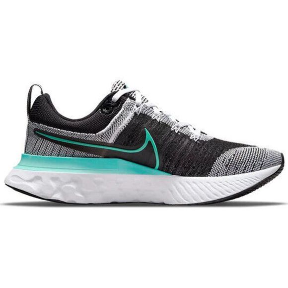 Nike React Infinity Run Flyknit 2 CT2423-103 Women Gray/Black/Mint Shoes NDD631 - Picture 2 of 8